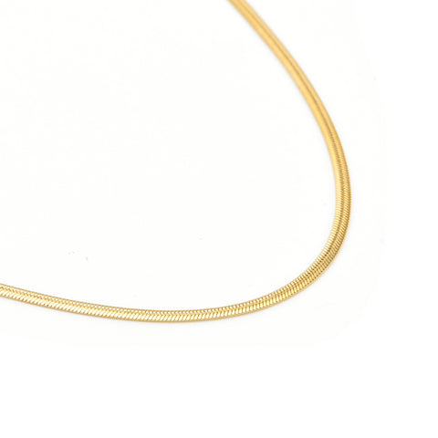 C002G B.Tiff 2mm Gold Plated Herringbone Stainless Steel Chain Necklace