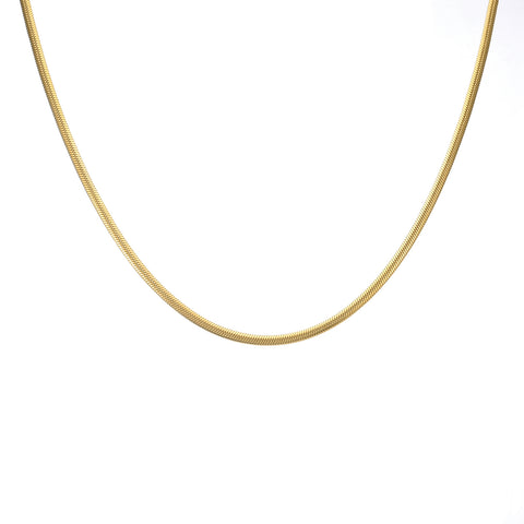 C002G B.Tiff 2mm Gold Plated Herringbone Stainless Steel Chain Necklace
