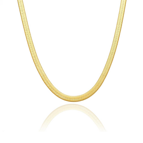 C004G B.Tiff 4mm Gold Plated Herringbone Stainless Steel Chain Necklace