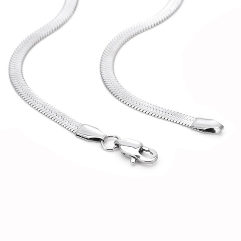 C004W B.Tiff 4mm Herringbone Stainless Steel Chain Necklace