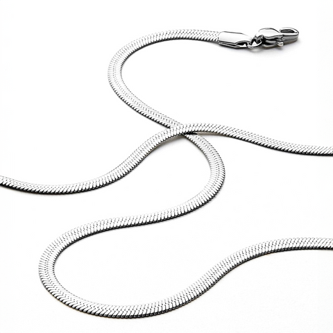 C004W B.Tiff 4mm Herringbone Stainless Steel Chain Necklace