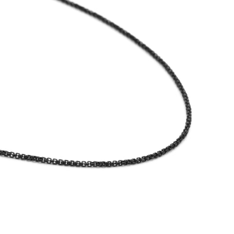 C012B B.Tiff Round Box Black Anodized Stainless Steel Chain Necklace