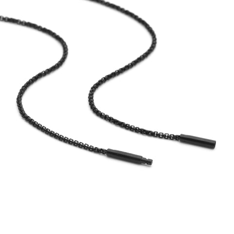 C012B B.Tiff Round Box Black Anodized Stainless Steel Chain Necklace