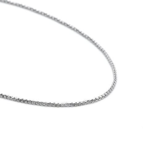 C012W B.Tiff Round Box Stainless Steel Chain Necklace