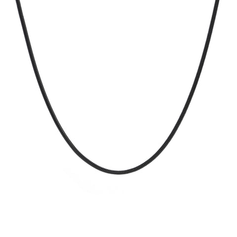 C030B B.Tiff Thin Black Anodized Stainless Steel Coil Chain Necklace