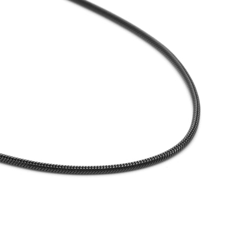 C060B B.Tiff "Thick" Black Anodized Stainless Steel Coil Chain Necklace (An exclusive clasp design)