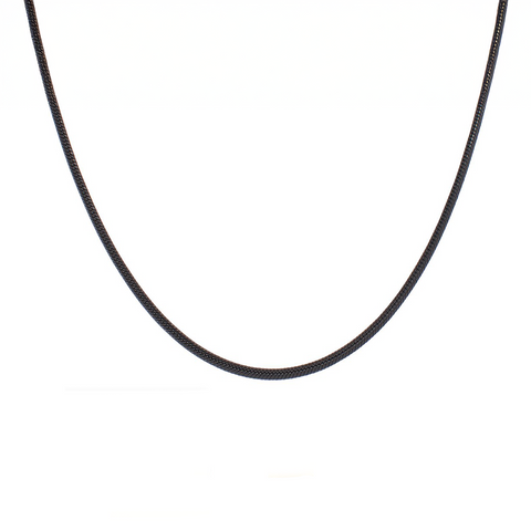 C062B B.Tiff Press Lock Thick Black Anodized Stainless Steel Coil Chain Necklace