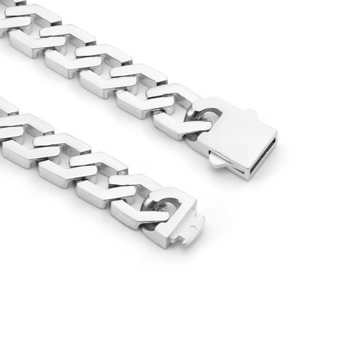 C100W B.Tiff Angular Cuban Link Stainless Steel Chain Necklace