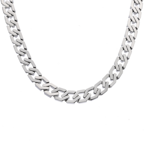C100W B.Tiff Angular Cuban Link Stainless Steel Chain Necklace