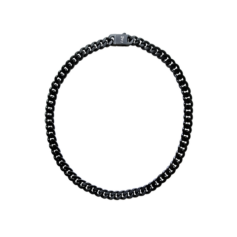 C138B B.Tiff 8mm Black Flat Cuban Link Necklace