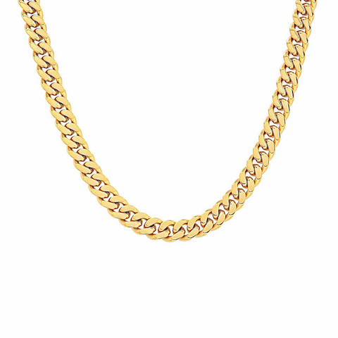C138G B.Tiff 8mm Gold Flat Cuban Link Necklace