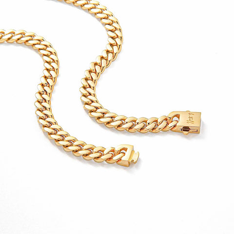 C138G B.Tiff 8mm Gold Flat Cuban Link Necklace