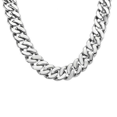 C160W B.Tiff 16mm Flat Cuban Link Stainless Steel Necklace