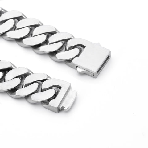 C160W B.Tiff 16mm Flat Cuban Link Stainless Steel Necklace