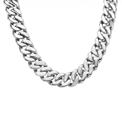 C160W B.Tiff 16mm Flat Cuban Link Stainless Steel Necklace