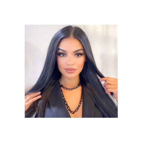 C200B B.Tiff Paperclip Anodizd Black Stainless Steel Chain Necklace