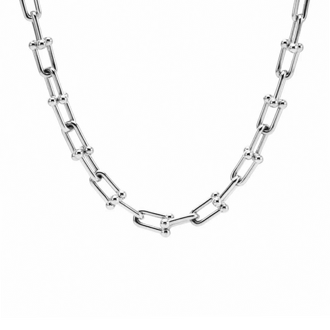 C525W B.Tiff Horseshoe Link Stainless Steel Chain Necklace