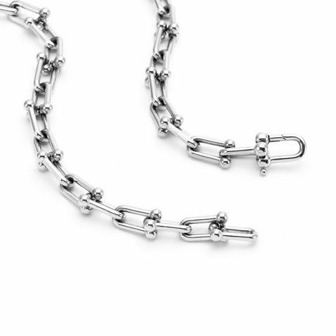 C525W B.Tiff Horseshoe Link Stainless Steel Chain Necklace