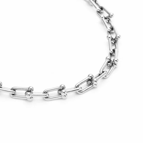 C525W B.Tiff Horseshoe Link Stainless Steel Chain Necklace