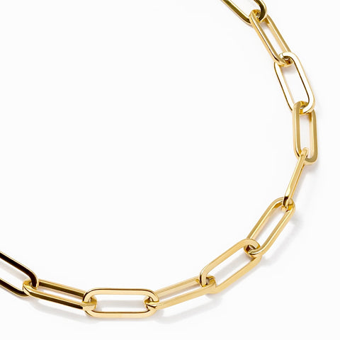 C860G B.Tiff "Jemma" Flat Long Adjustable Link Gold Plated Stainless Steel Necklace