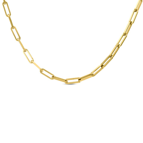 C860G B.Tiff "Jemma" Flat Long Adjustable Link Gold Plated Stainless Steel Necklace