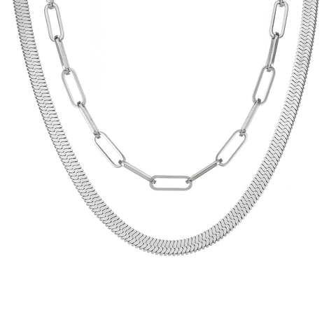 C860W B.Tiff "Jemma" Flat Long Adjustable Link Stainless Steel Necklace