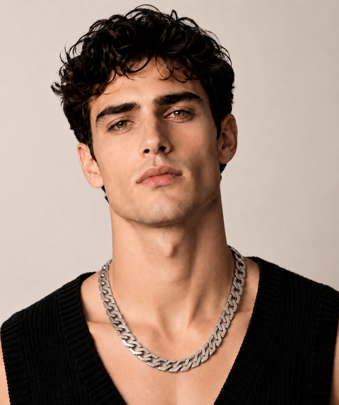 C100W B.Tiff Angular Cuban Link Stainless Steel Chain Necklace