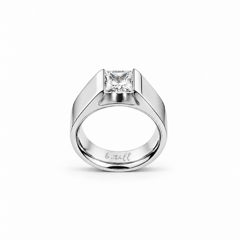 RG097W B.Tiff 1 ct Stainless Steel Princess Cut Solitaire Ring
