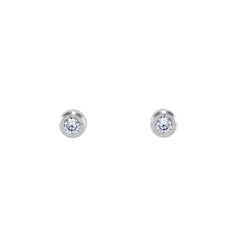 ER002W B.Tiff Pave Stainless Steel Solitaire Stud Earrings