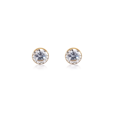 ER101G B.Tiff 1 ct Gold Plated Stainless Steel Solitaire Stud Earrings