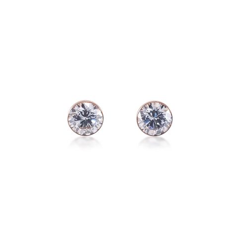 ER101RG B.Tiff 1 ct Rose Gold Plated Stainless Steel Solitaire Stud Earrings