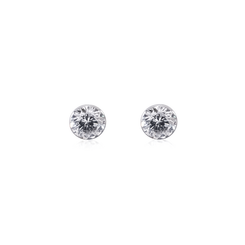 ER101W B.Tiff 1 ct Stainless Steel Solitaire Stud Earrings