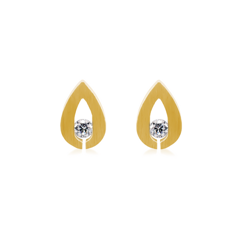 ER106G B.Tiff Drop Gold Plated Stainless Steel Earrings