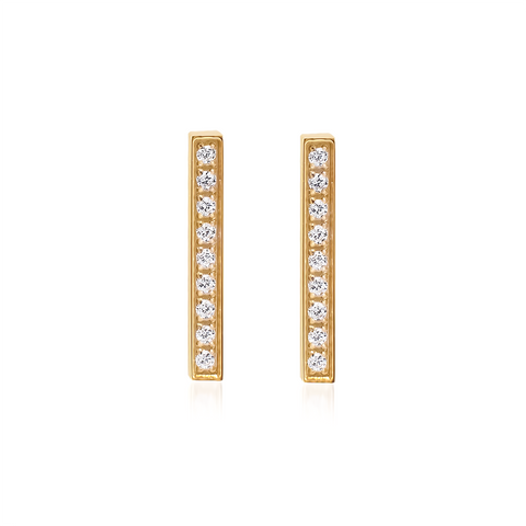 ER107G B.Tiff 9-Stone Short Bar Gold Plated Stainless Steel Earrings