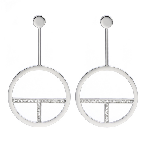 ER108W B.Tiff Logo T Bar Stainless Steel Earrings