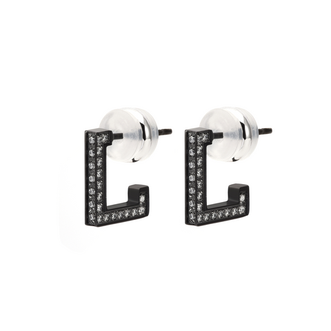 ER246B B.Tiff L-Bar Black Anodized Stainless Steel Earring