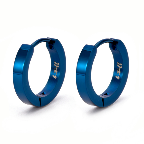 ER300BL B.Tiff Hoop Blue Sapphire Stainless Steel Earrings