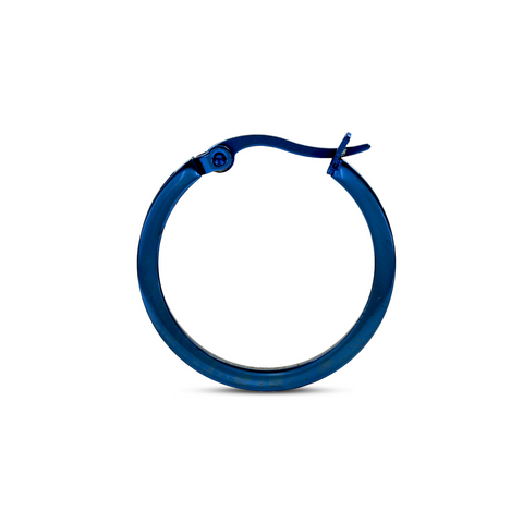 ER310BL B.Tiff Pave 28-Stone Classic Blue Sapphire Stainless Steel Small Hoop Earrings