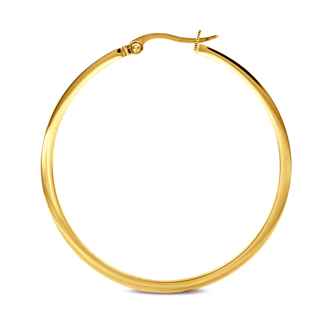 ER317G B.Tiff Pave 58-Stone Classic Gold Plated Stainless Steel Large Hoop Earrings