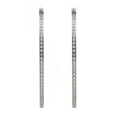 ER322W B.Tiff Pave 146-Stone Big Stainless Steel Hoop Earrings