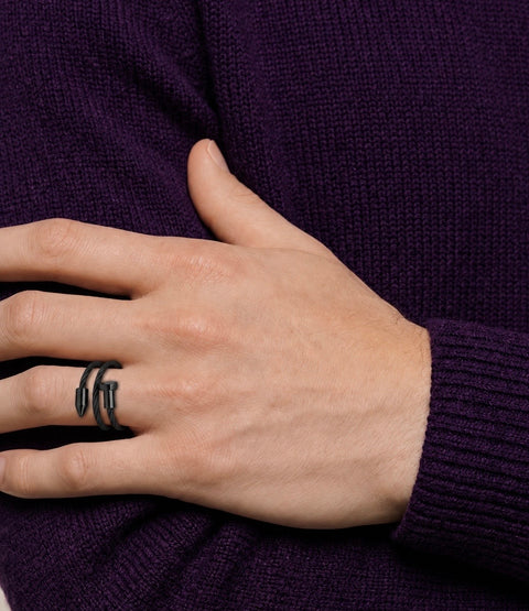 RG116B B.Tiff Pointe Cable Black Anodized Stainless Steel Adjustable Ring