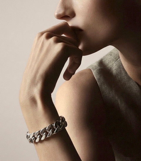 BG160W B.Tiff Flat Cuban Link Stainless Steel Bracelet
