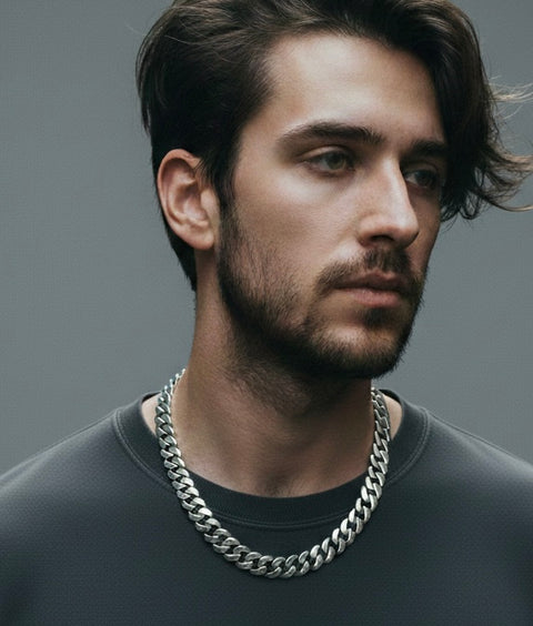 C160W B.Tiff 16mm Flat Cuban Link Stainless Steel Necklace