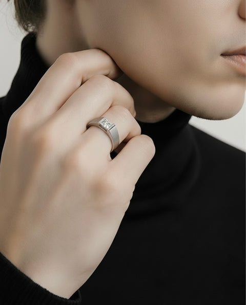 RG097W B.Tiff 1 ct Stainless Steel Princess Cut Solitaire Ring