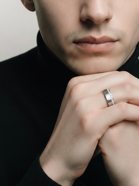 RG118W B.Tiff Offset Stainless Steel Eternity Ring