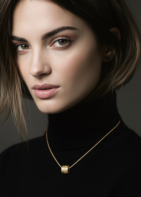 PT118G B.Tiff Barrel Gold Plated Stainless Steel Pendant Necklace