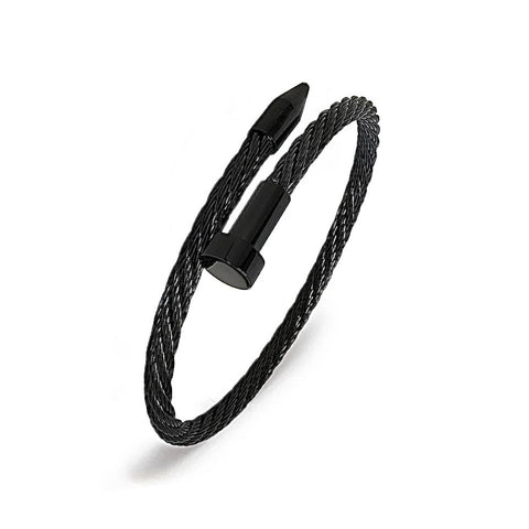 BG004B B.Tiff Black Pointe Cable Bangle Bracelet