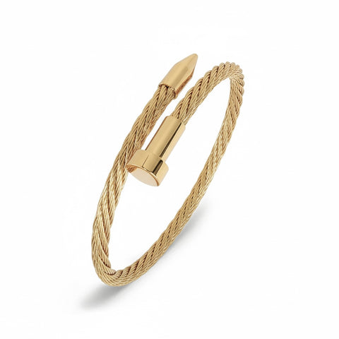 BG004G B.Tiff Gold Pointe Cable Bangle Bracelet