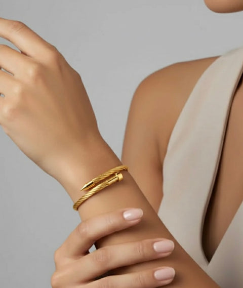 BG004G B.Tiff Gold Pointe Cable Bangle Bracelet