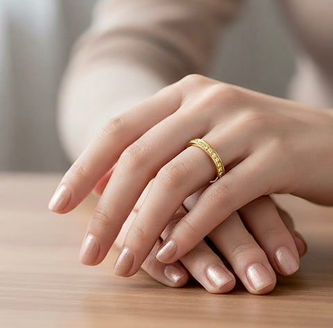 RG111G B.Tiff Stacking .01 ct Gold Plated Stainless Steel Eternity Ring